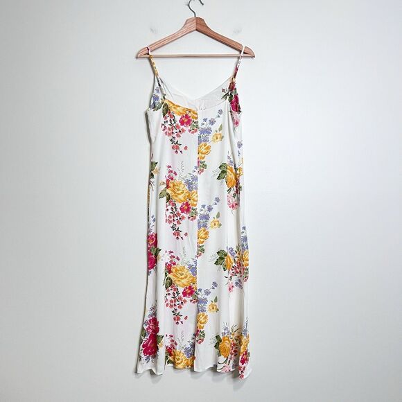 Reformation Boston Floral Midi Slip Dress Ivory Pink Yellow Size 8 Feminine - Picture 5 of 8